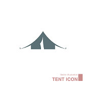 Vector drawn tent icon. Isolated on white background.