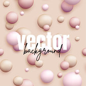 istock Vector dynamic background with colorful realistic 3d balls. Round sphere in pearls pastel colors on backdrop. Powder balls, foundation, powder, blush, meteorites. 1359014092