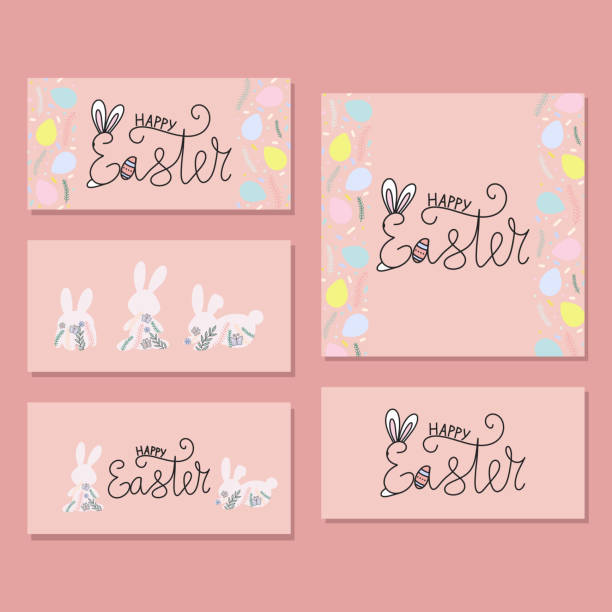 Vector easter spring cliparts greeting posters collection Vector easter spring cliparts greeting posters collection. Bundle for sale banners, posters, greeting cards, party invitations easter sunday stock illustrations