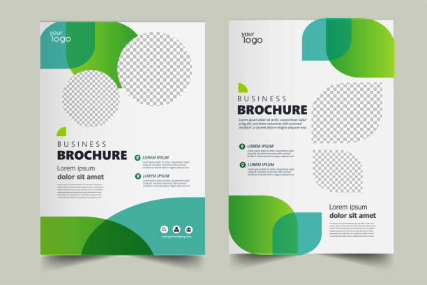 벡터 에코 전단지, 포스터, 브로셔, 잡지 표지 템플릿. 현대 녹색 잎, 환경 디자인 - green stock illustrations