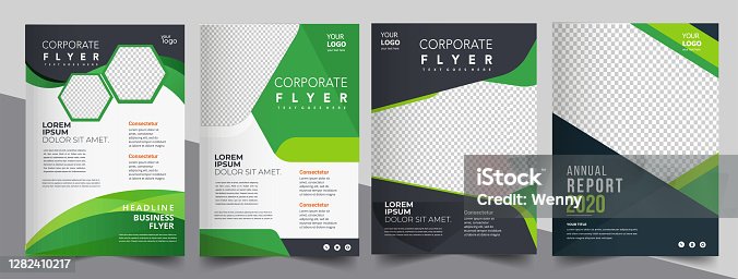 istock Vector eco flyer, poster, brochure, magazine cover template. Modern green leaf, environment design 1282410217