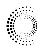 istock Vector editable graphics. Monochrome dots in the form of a circle. Round geometric logo, stencil, dotted frame, web banner, poster, cover, social media splash screen with place to place your text. 1306684688