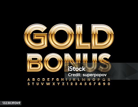 istock Vector elite Sign Gold Bonus. Chic Alphabet Letters and Numbers 1323039349