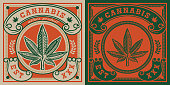 istock Vector emblem of cannabis leaf 1305978040