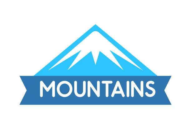 ilustrações de stock, clip art, desenhos animados e ícones de vector emblem of mountains in blue color, logo for decoration of tour to alps, everest, expeditions and travel - tanzania object