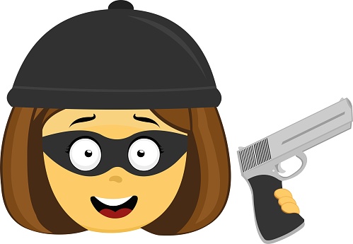 vector emoji girl robber pistol