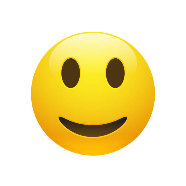 Vector Emoji yellow smiley face Vector Emoji yellow smiley face with eyes and mouth on white background. Funny cartoon Emoji icon. 3D illustration for chat or message. smile stock illustrations