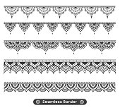 Border Indian elements for card or tattoo. Vector design illustration isolated on white background.