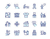 istock Vector filled outline icons related with humanitarian causes - volunteering, adoption, donations, charity, non-profit organizations. 1178214975