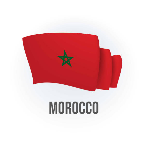 ilustrações de stock, clip art, desenhos animados e ícones de vector flag of morocco. moroccan waving flag. vector illustration. - marrakech desert