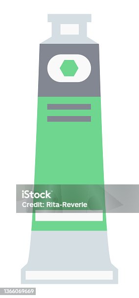 istock Vector flat drawing of a green tube of paint. 1366069669