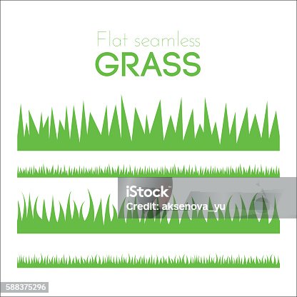 istock Vector flat grass set isolated on white background 588375296