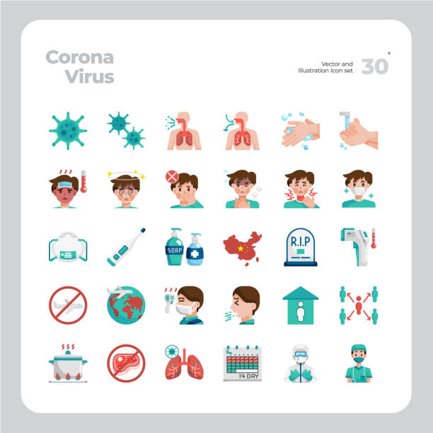 vektör düz simgeler coronavirus veya covid-19 seti - covid vaccine stock illustrations