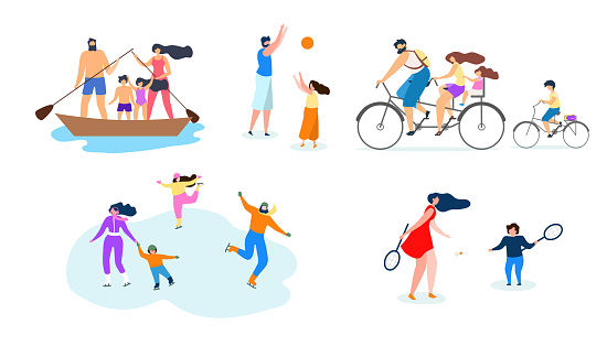 Vector Flat Illustration Family Active Lifestyle.
