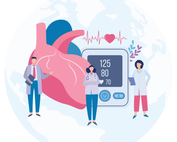 ilustrações, clipart, desenhos animados e ícones de ilustração plana vetorial com conceito de dia mundial do coração - hipertensão