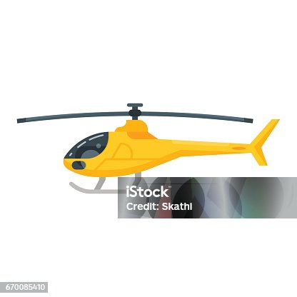istock Vector flat style illustration of yellow helicopter. 670085410
