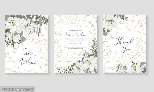 Vector floral template for wedding invitation