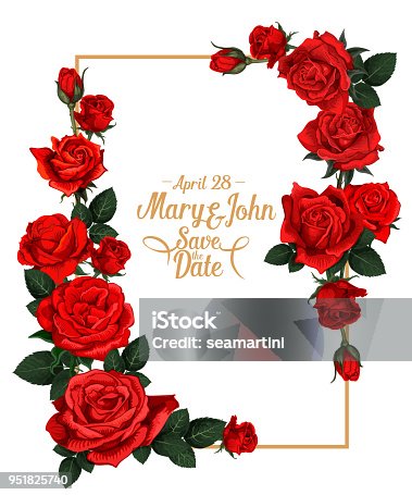 istock Vector floral wedding picture frame 951825740