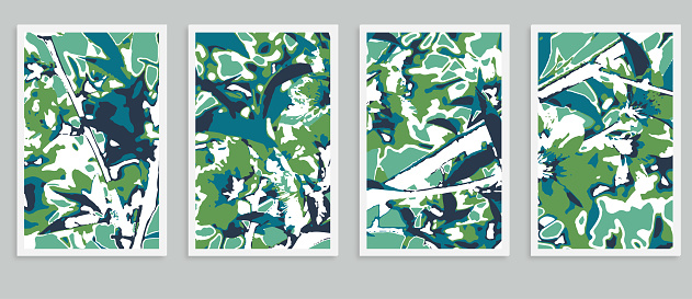 Vector flower blossom foliage scene engraving style pattern postcard illustration banner backgrounds