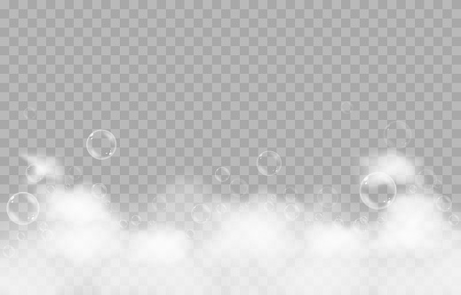 Vector foam with bubbles. Soap bubbles