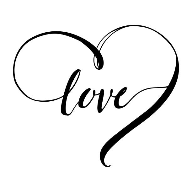 The Word Love In Cursive Silhouettes Illustrations, Royalty-Free Vector ...