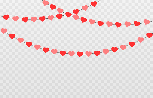 Vector garland of hearts. Hearts for Valentine's Day.