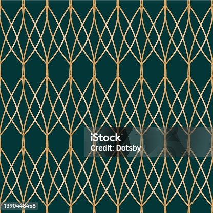 istock Vector gold arches art deco dark seamless pattern 1390448458