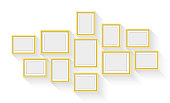 Vector gold picture frame set isolated on white background