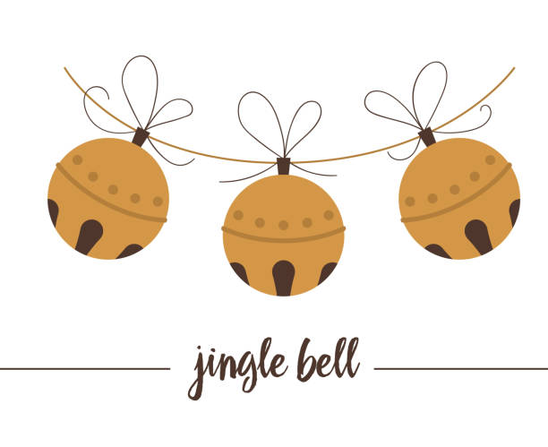 Vector golden jingle bells isolated on white background. Cute funny illustration of new year symbol. Christmas flat style traditional picture for decorations or design. Vector golden jingle bells isolated on white background. Cute funny illustration of new year symbol. Christmas flat style traditional picture for decorations or design. bell stock illustrations
