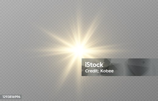 istock Vector golden light. Sun, sun rays, dawn, star, flare png. Golden Star. Golden flash png. Vector image. 1293816996