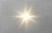 istock Vector golden light. Sun, sun rays, dawn, star, flare png. Golden Star. Golden flash png. Vector image. 1293816996