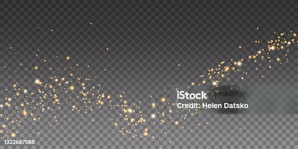 istock Vector golden sparkling falling star. Stardust trail. Cosmic glittering wave. PNG 1322687088
