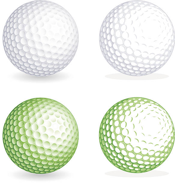 Vector golf Ball Two hi detail golf balls, one shaded and one flat style. File is organized with Layers, separating balls from shadows. All colors are global, so it's easy to customize and color the ball as you need it. golf ball stock illustrations