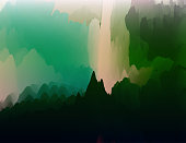 istock Vector gradient watercolor surrealism nature landscape art poster background for design 1330870896