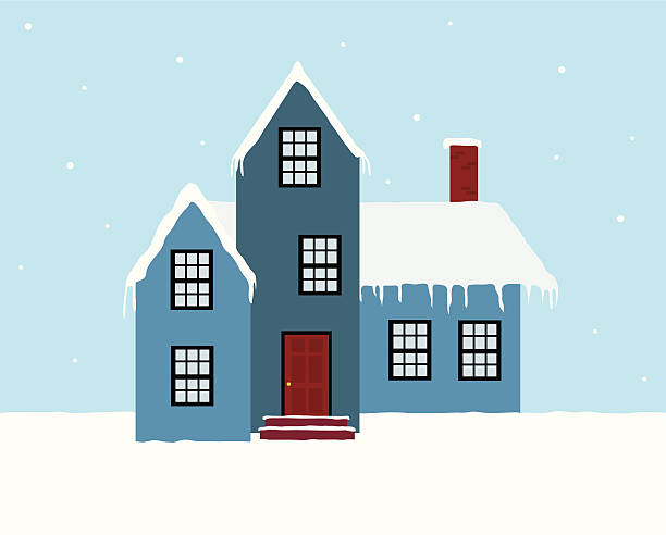 Vector graphic of a winter house in snow vector art illustration