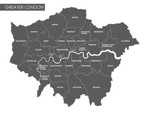 Vector Greater London administrative map
