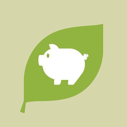 Vector green leaf icon with a pig