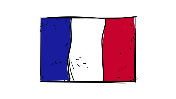 illustrations, cliparts, dessins animés et icônes de vecteur à main dessin du drapeau france illustration esquisse - drapeau français