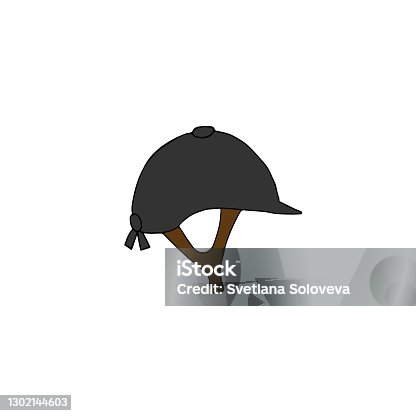 istock Vector hand drawn doodle sketch colored horse riding equestrian helmet 1302144603