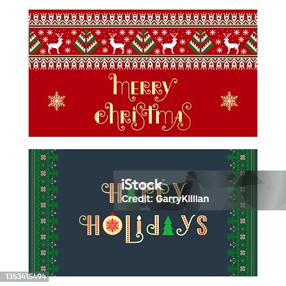 istock Vector Happy Holidays text. Calligraphic lettering design card template.Creative typography gift poster for holidays on white background. Vector Ink illustration. For cards, invitations, prints. 1353415494