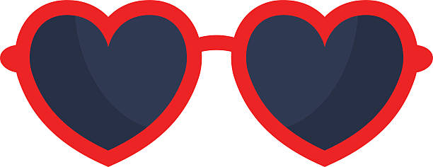 vector heart glasses isolated on white background - sunglasses stock illustrations