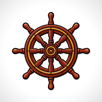 Vector helm wheel isolated drawing