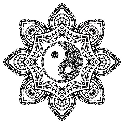 Download Ilustración de Mandala Del Tatuaje De Vector Henna Símbolo ...