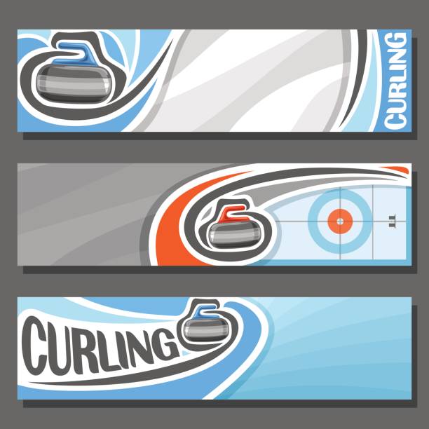 stockillustraties, clipart, cartoons en iconen met vector horizontale banners voor curling - curling
