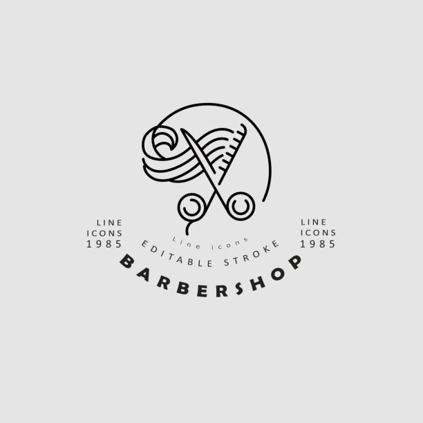 illustrations, cliparts, dessins animés et icônes de icône et logo de vecteur pour le salon de coiffure et le salon de beauté - coiffeur