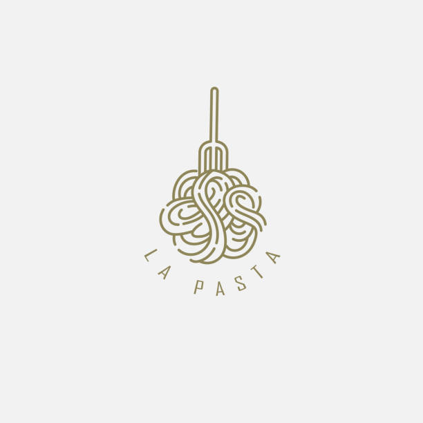 Vector icon and logo for italian pasta or noodles Vector icon and logo for italian pasta or noodles. Editable outline stroke size. Line flat contour, thin and linear design. Simple icons. Concept illustration. Sign, symbol, element. pasta stock illustrations