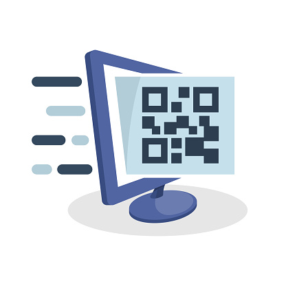 Download Vector Icon Illustration With Digital Media Concept About Online Qr Code Generator Stock ...