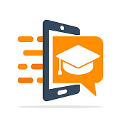 Vector icon illustration with the concept of a mobile application system for educational services