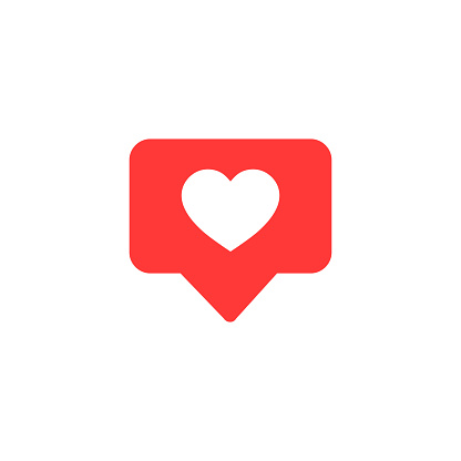 Vector icon like.Thumbs up  with heart shape. Social media red icon on isolated background.