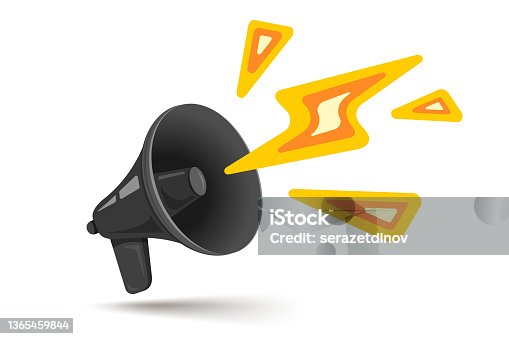 istock Vector icon of vintage megaphone for breaking news or sale. 1365459844